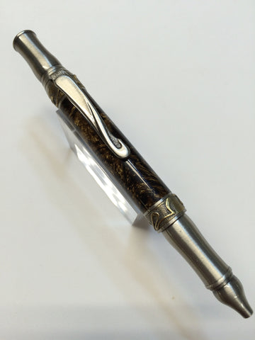 Nouveau Sceptre Twist Pen Antique Pewter & Brass In Black & Gold