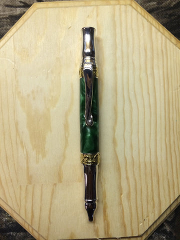 Nouveau Sceptre Twist Pen Gold TN & Rhodium In Deep forest green swirl