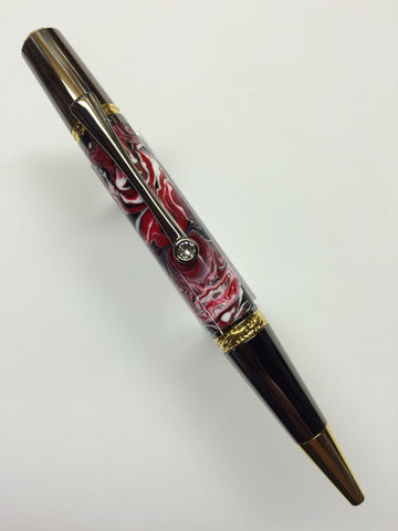 Majestic Squire Premium Series Twist Pen 22kt Gold & Black T/N In Red, White & Black