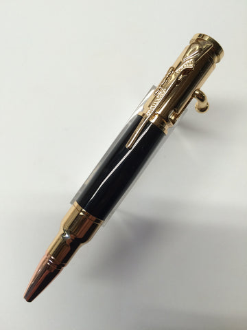Mini .30 Caliber Bolt Action Pen Gold In Black & Gold