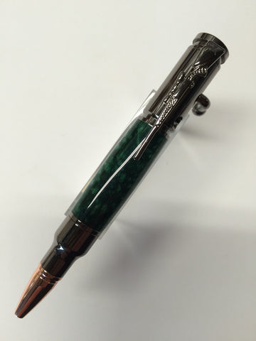 Mini .30 Caliber Bolt Action Pen Gun Metal In Pearl Fern Green
