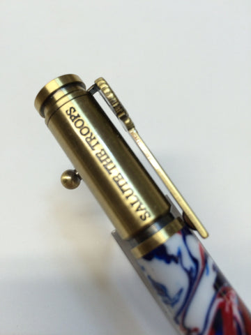Patriotic Bold Action Pen Brass With Red, White & Blue