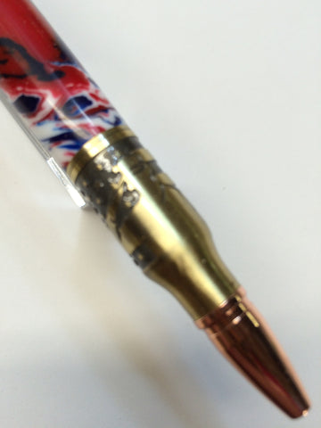 Patriotic Bold Action Pen Brass With Red, White & Blue