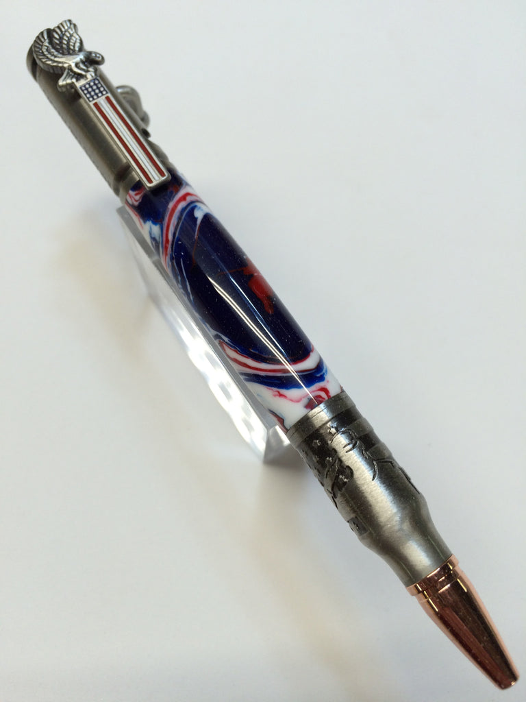 Patriotic Bold Action Pen Pewter Red, White & Blue
