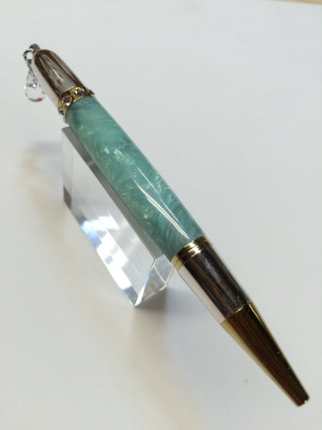 Diva Charm Twist Pen Clear Crystal In Pearl Teal