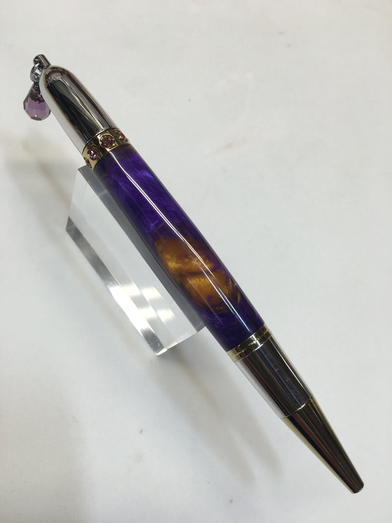 Diva Charm Twist Pen Light Purple Crystal In Pearl Purple & Gold
